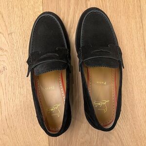 CHRISTIAN LOUBOUTIN No Penny Suede Loafers